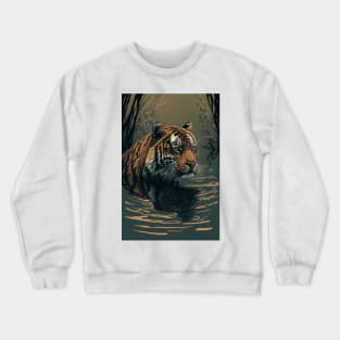 The Tiger's Oasis: A Watery Haven Crewneck Sweatshirt